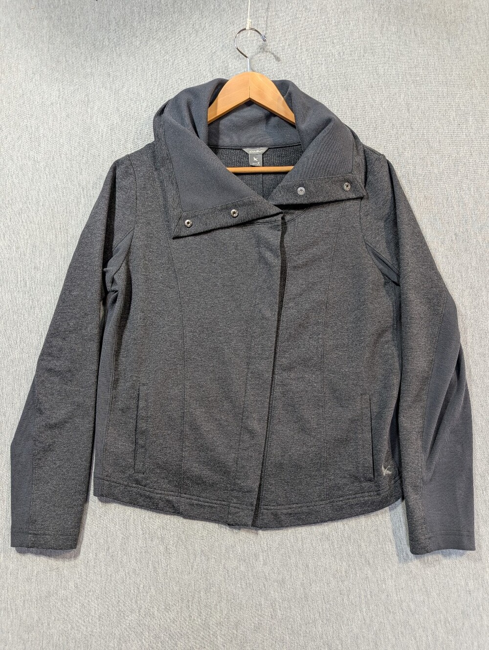 Eddie Bauer Asymmetrical Jacket Women's Medium Grey Versaknit
